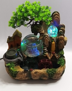 Fonte de água 31cm com Orgonite, luz, bola, lago e aquário - bivolt