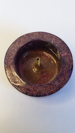 Incensário de orgonite 7,3cm com ametista - espiritualidade - loja online