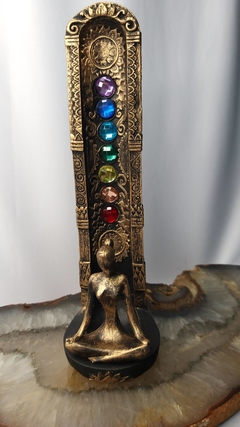 Incensário torre yoga 7 chakras 23cm - 2 cores - comprar online
