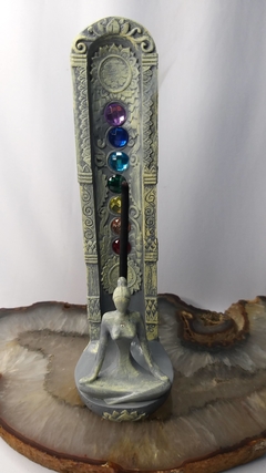 Incensário torre yoga 7 chakras 23cm - 2 cores - loja online