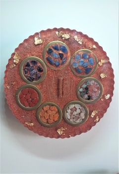 Disco de orgonite terapêutico mandala dos chakras 22,5cm - Orgonites e loja de artigos esotéricos