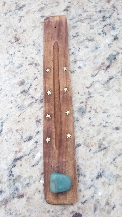 Imagem do Incensário indiano canaleta de madeira rústica com cristal - 10 opções