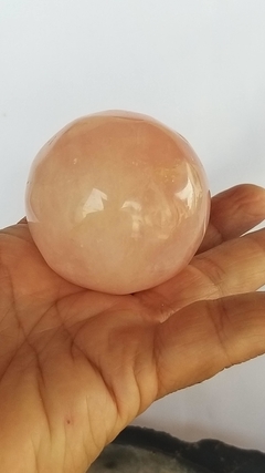 Esfera de quartzo rosa 5,1cm com suporte - 194g - Amor na internet