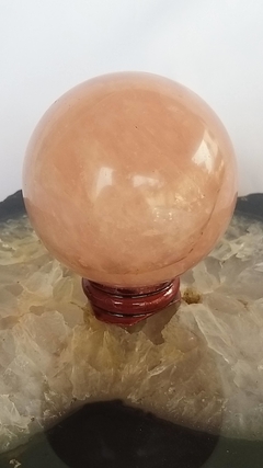 Esfera de quartzo rosa 6,0cm com suporte - 298g - serenidade