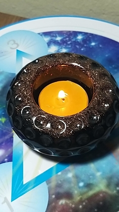 Kit vasinho e mini incensário de orgonite + vela aromática