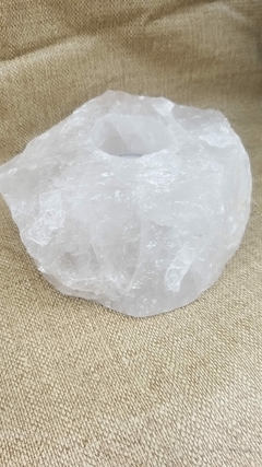 Porta-velas de cristal de quartzo branco bruto - 1,523Kg - comprar online