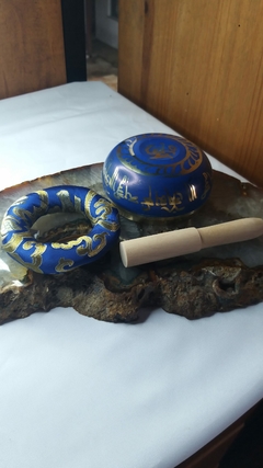 Kit Tigela tibetana 9,5cm azul com bastão e almofada - comprar online