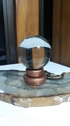 Bola de cristal k9 80mm e suporte giratório de madeira - Orgonites e loja de artigos esotéricos