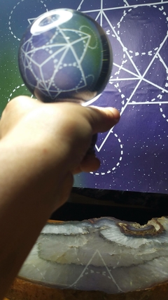 Imagem do Bola de cristal k9 80mm e suporte giratório de madeira