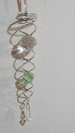 Captador de energia/espiral metal com cristais facetados 28cm - bola verde na internet