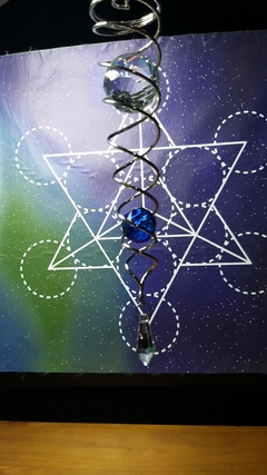Captador de energia/espiral metal com cristais facetados 28cm - bola azul - Orgonites e loja de artigos esotéricos