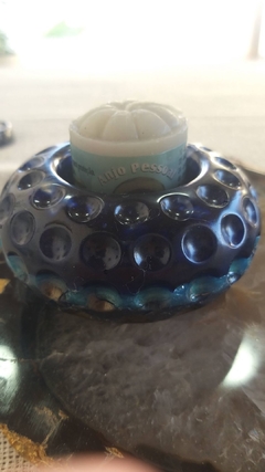 Kit Vasinho de orgonite multiuso 8cm + mini incensário + vela aromática - quartzo azul - comprar online
