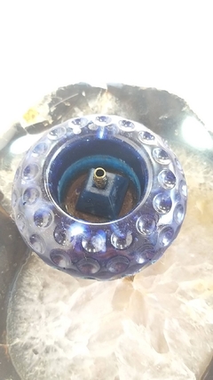 Kit Vasinho de orgonite multiuso 8cm + mini incensário + vela aromática - quartzo azul - Orgonites e loja de artigos esotéricos