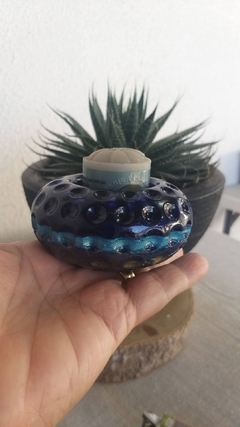 Kit Vasinho de orgonite multiuso 8cm + mini incensário + vela aromática - quartzo azul - loja online