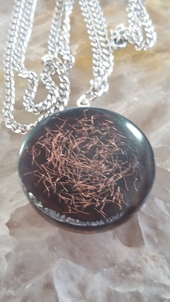 Pingente de orgonite com chokurei de cobre corrente aço 3,5mm - loja online