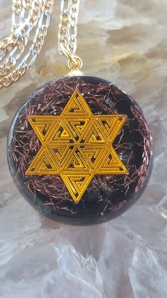 Pingente de orgonite hexagrama - escudo energético - Orgonites e loja de artigos esotéricos