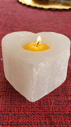 Porta-velas coração de selenita - 534g - comprar online