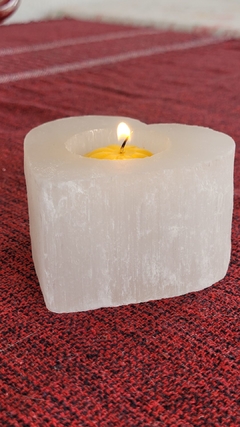 Imagem do Porta-velas coração de selenita - 534g