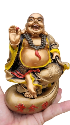 Buda sorridente feng shui - resina 15cm de altura