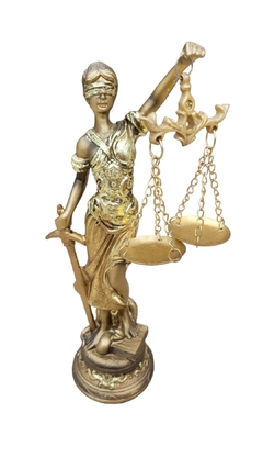 Têmis, Deusa da Justiça, da Ordem e da Lei - resina dourada, 19cm