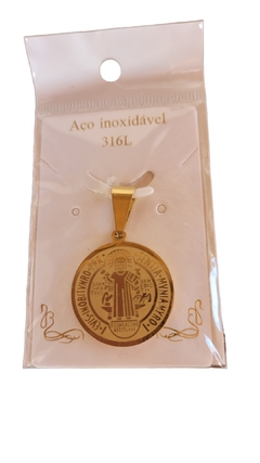 Medalha de São Bento dourada em aço cirúrgico 316L - loja online