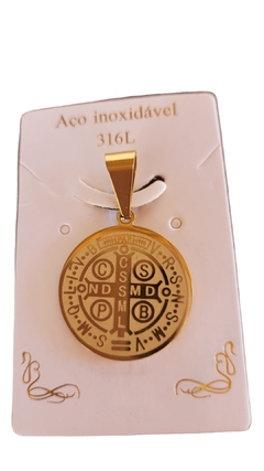 Medalha de São Bento dourada em aço cirúrgico 316L - comprar online