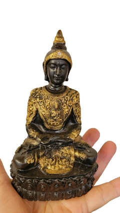 Estatueta Buda tailandês preto com dourado 14,5cm - comprar online