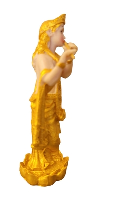 Estatueta Krishna tocando flauta - resina 15cm - Orgonites e loja de artigos esotéricos