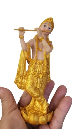 Estatueta Krishna tocando flauta - resina 15cm - loja online