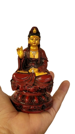 Imagem do Kuan Yin – Bodhisattva da compaixão e deusa da misericórdia - resina 11cm