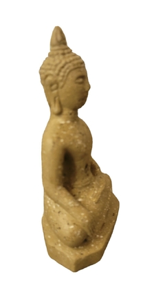 Estatueta Buda Sidarta Mudra Abhaya 12cm - resina arenito bege - loja online