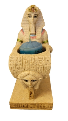 Estátua de Faraó com porta-velas em arenito 16cm - Orgonites e loja de artigos esotéricos