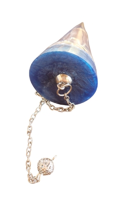 Pêndulo de orgonite 6cm espada de são miguel - cianita azul e pingente bolinha - Orgonites e loja de artigos esotéricos