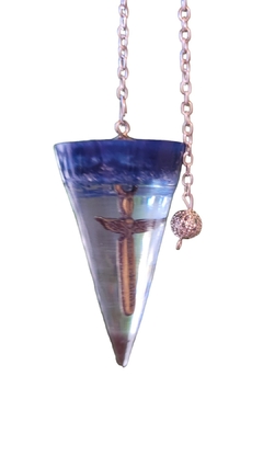 Pêndulo de orgonite 6cm espada de são miguel - cianita azul e pingente bolinha na internet