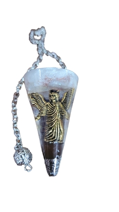 Pêndulo de orgonite do Arcanjo Gabriel 4,5cm com howlita e pingente bolinha - Raio Branco na internet