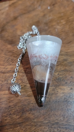 Pêndulo de orgonite 4,5cm com pedra da lua e pingente bolinha - Intuição - loja online