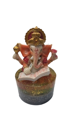 Ganesha em resina sobre base de orgonite com citrinos - 10,5cm - comprar online