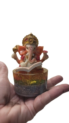 Ganesha em resina sobre base de orgonite com citrinos - 10,5cm - Orgonites e loja de artigos esotéricos