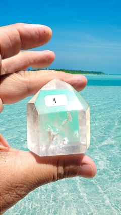 Ponta cristal de quartzo gerador 4,5cm -93g- purificador de ambientes