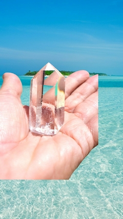 Ponta cristal de quartzo gerador 5,4cm -63g- com arco-íris