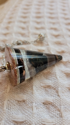 Pêndulo de orgonite 5cm com ônix e pingente bolinha - - Orgonites e loja de artigos esotéricos