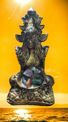 Estatueta Deusa da Fortuna Lakshmi resina com cristais - 17cm na internet