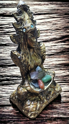 Estatueta Deusa da Fortuna Lakshmi resina com cristais - 17cm - loja online