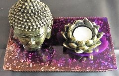 Cabeça buda com porta-velas flor de lótus e base orgonite na internet
