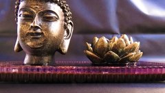 Cabeça buda com porta-velas flor de lótus e base orgonite - loja online