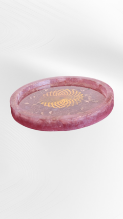 Imagem do Porta-Copos de Orgonite Mandala 81mm Quartzo Rosa - Amor