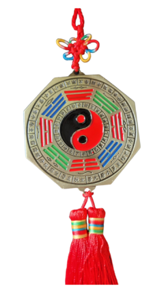 Baguá Feng Shui octogonal com espelho e yin/yang 7cm - metal - comprar online