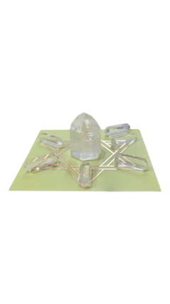 kit cristais mandala reiki - 8 peças qualidade extra + gráfico Hexagrama em cobre 14cm - comprar online