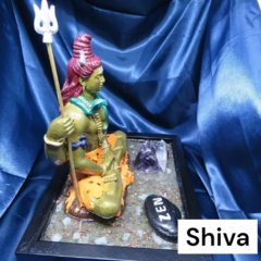 Shiva 21cm base de madeira com orgonite e cristais - Orgonites e loja de artigos esotéricos