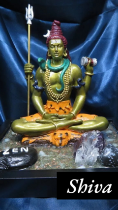 Shiva 21cm base de madeira com orgonite e cristais
